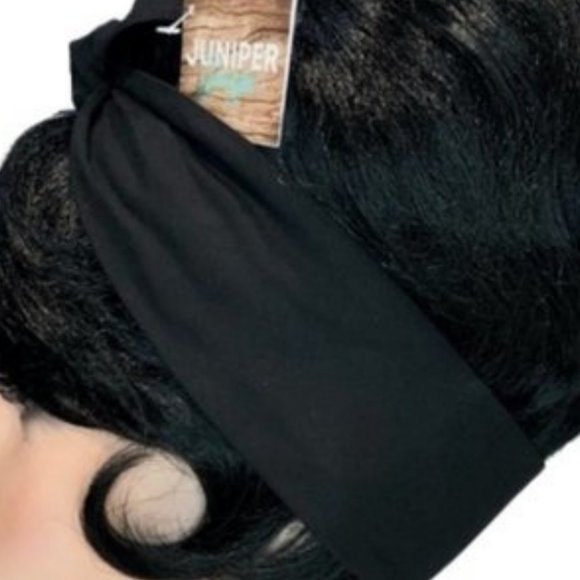 Solid Black Rockabilly Bandana Tie Headband - Picture 8 of 13